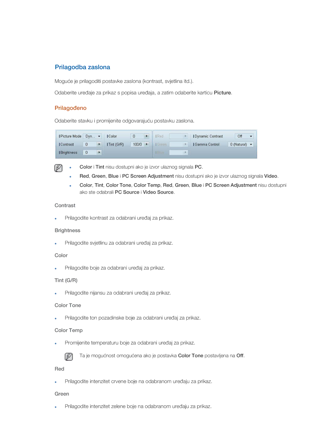 Samsung LH32HBPLBC/EN, LH32HBSLBC/EN manual Prilagodba zaslona, Prilagođeno 