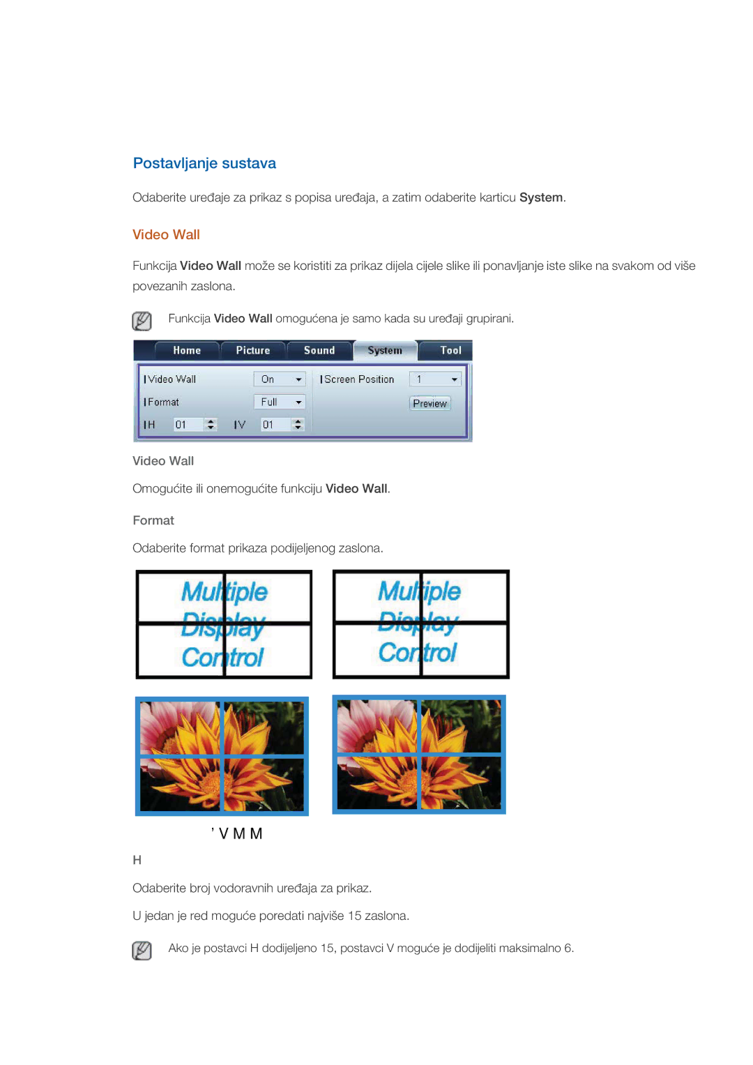 Samsung LH32HBSLBC/EN, LH32HBPLBC/EN manual Postavljanje sustava, Video Wall, Format 