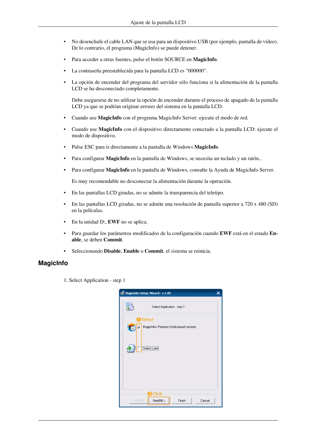 Samsung LH32HBTLBC/EN, LH32HBPLBC/EN, LH32HBSLBC/EN, LH32HBPMBC/EN manual Select Application step 