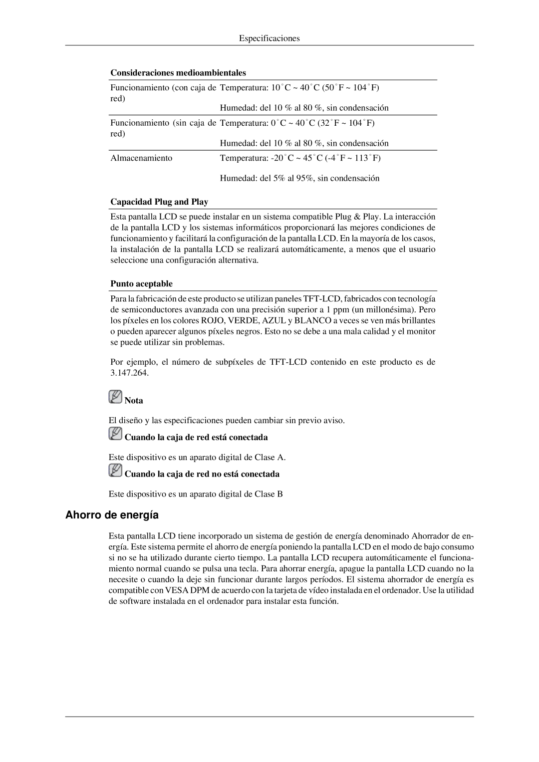 Samsung LH32HBSLBC/EN, LH32HBTLBC/EN, LH32HBPLBC/EN, LH32HBPMBC/EN manual Ahorro de energía 