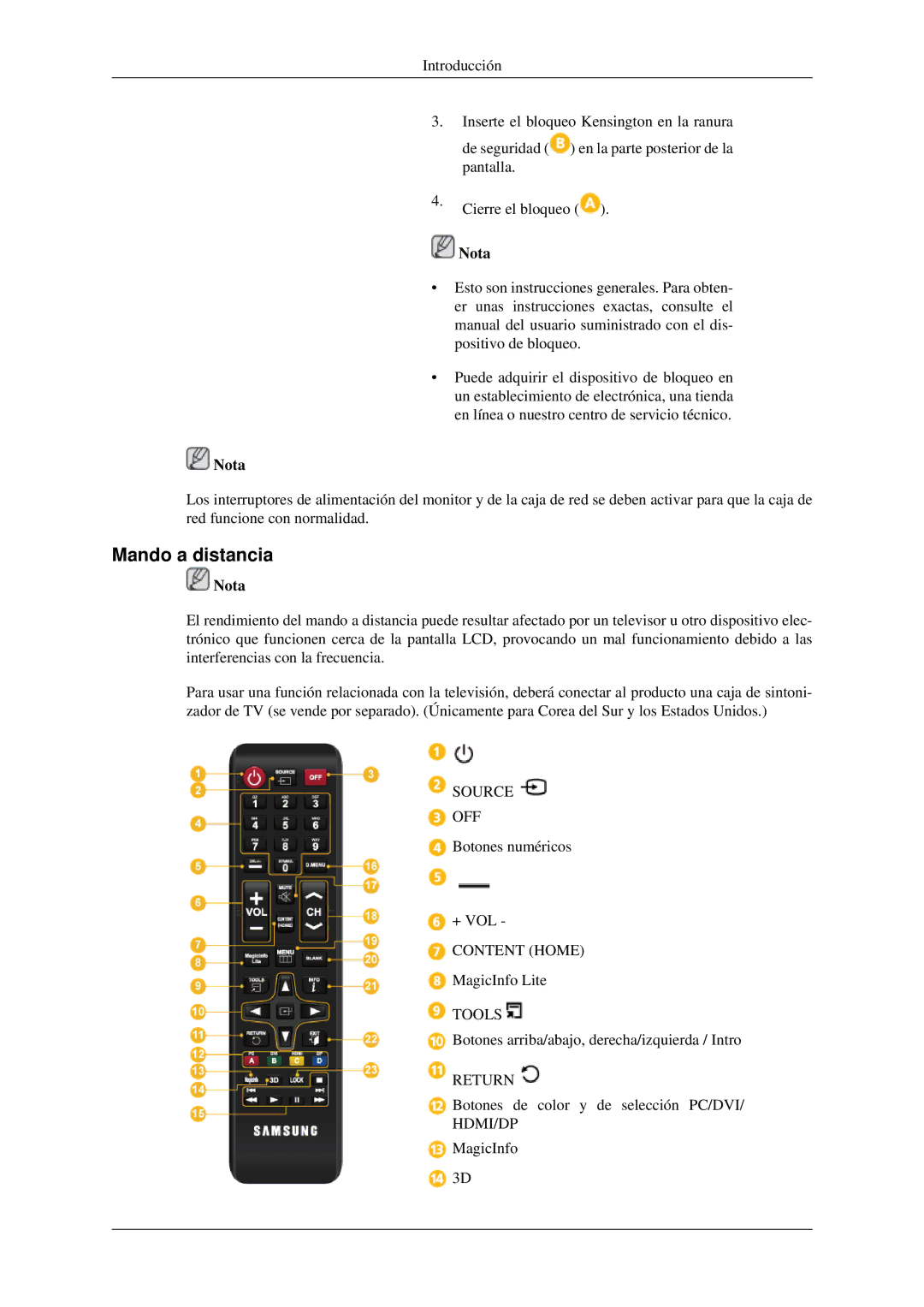 Samsung LH32HBSLBC/EN, LH32HBTLBC/EN, LH32HBPLBC/EN, LH32HBPMBC/EN manual Mando a distancia 