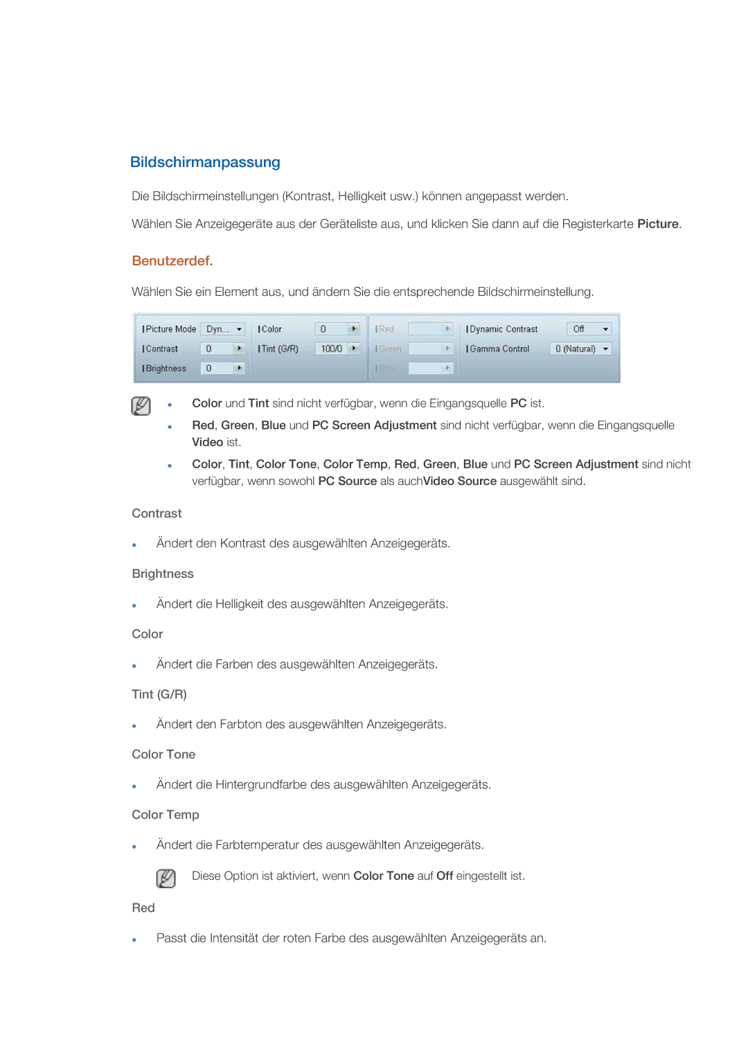 Samsung LH32HBPLBC/EN, LH32HBTLBC/EN, LH32HBSLBC/EN manual Bildschirmanpassung, Benutzerdef 