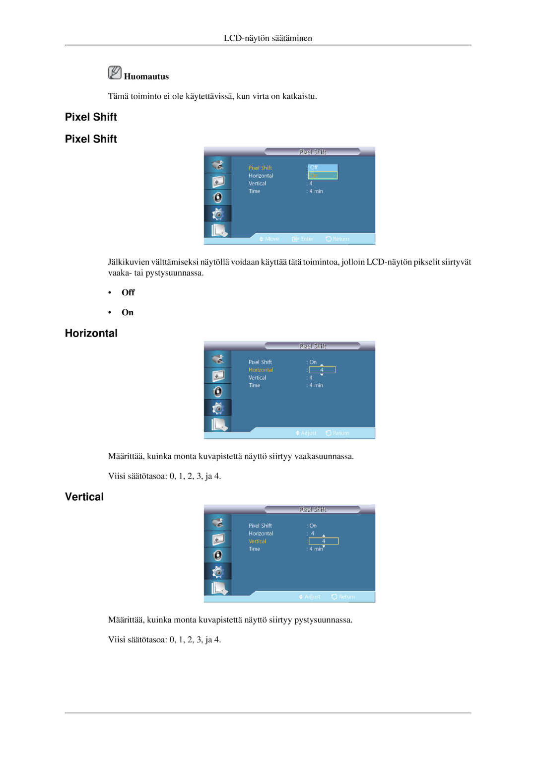 Samsung LH32HBSLBC/EN, LH32HBTLBC/EN, LH32HBPLBC/EN manual Pixel Shift 