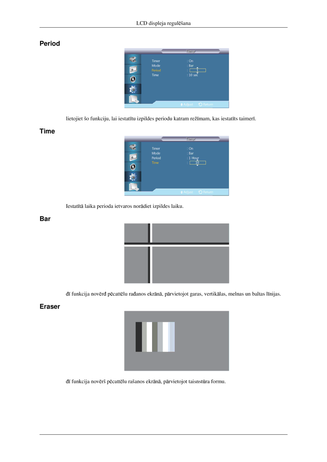 Samsung LH32HBPLBC/EN, LH32HBTLBC/EN, LH32HBSLBC/EN manual Period, Bar, Eraser 