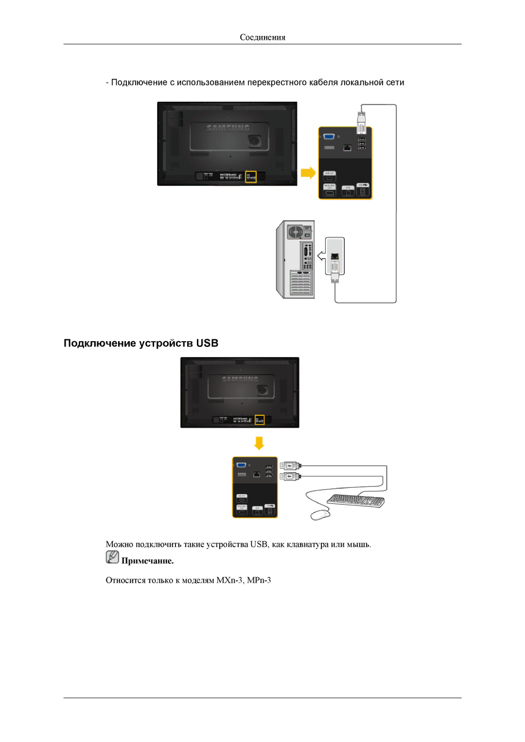 Samsung LH32HBPLBC/EN, LH32HBTLBC/EN, LH32HBSLBC/EN manual Подключение устройств USB 