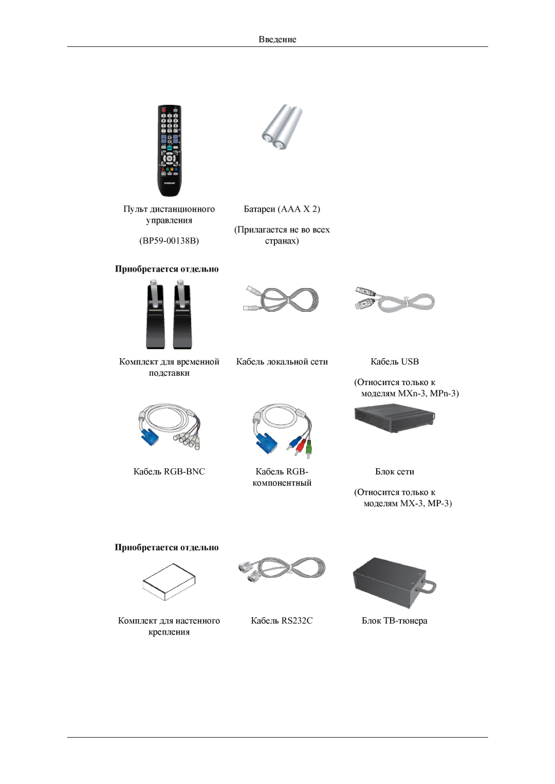 Samsung LH32HBSLBC/EN, LH32HBTLBC/EN, LH32HBPLBC/EN, LH32MGULBC/EN manual Приобретается отдельно 