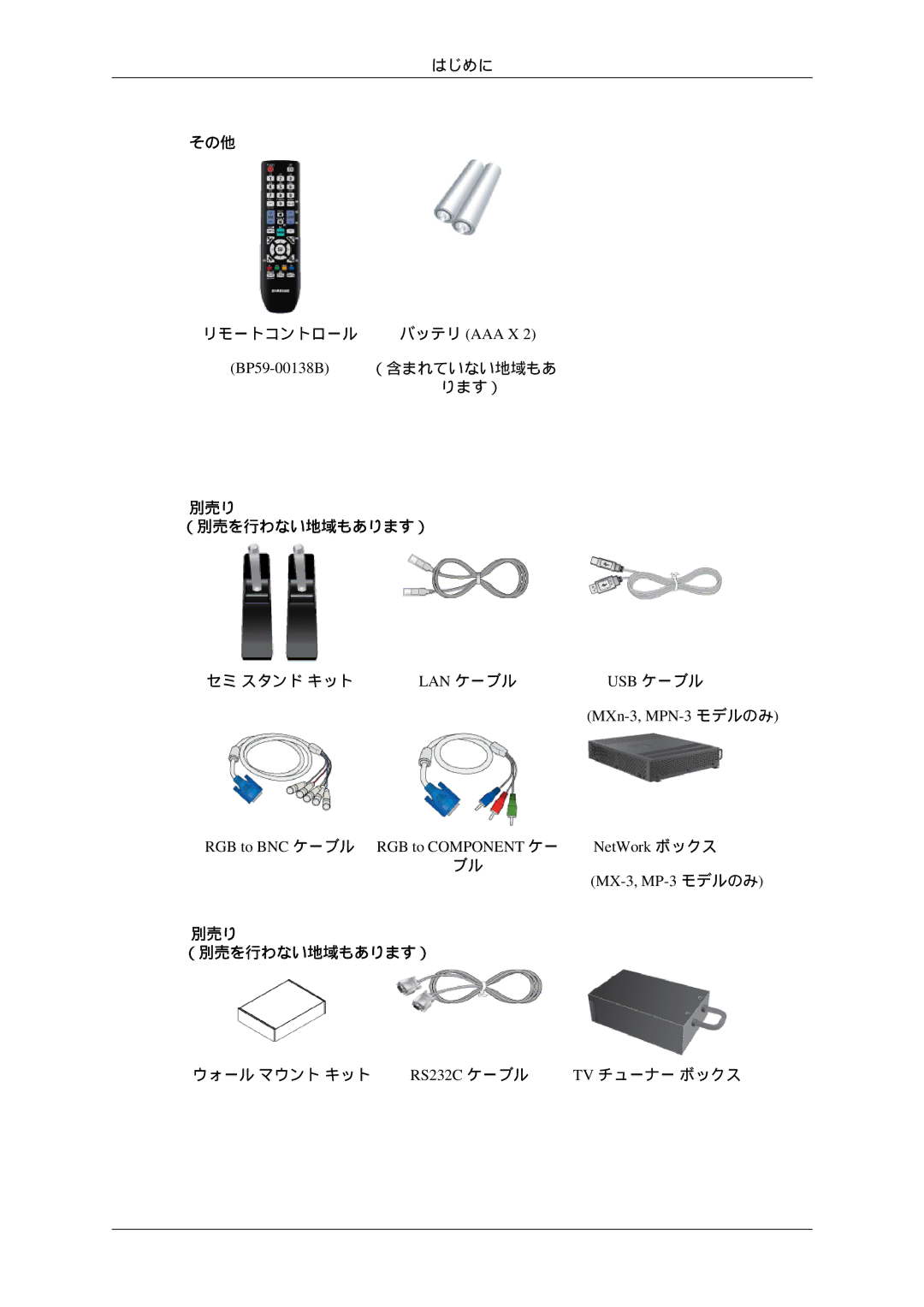 Samsung LH32HBSPBC/XJ, LH32HBTLBC/XJ, LH32HBTPBC/XJ, LH32HBPLBC/XJ manual 別売り （別売を行わない地域もあります）, RS232C ケーブル 