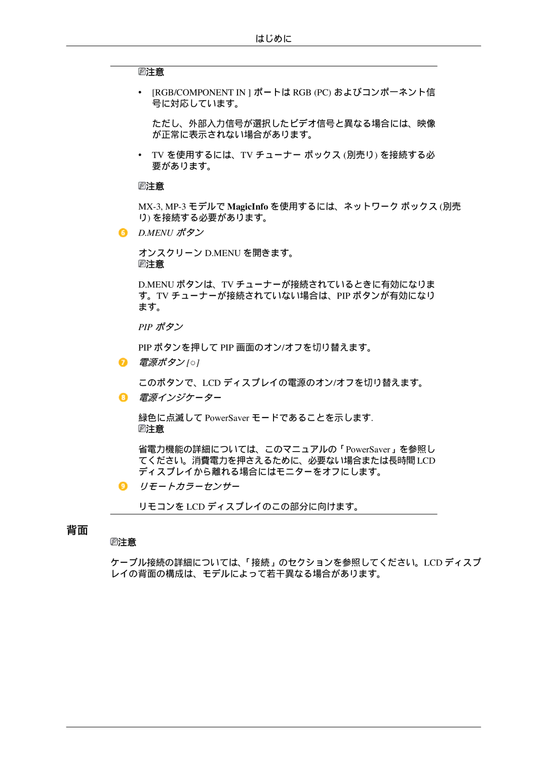 Samsung LH32HBTPBC/XJ, LH32HBTLBC/XJ, LH32HBPLBC/XJ, LH32HBSPBC/XJ manual Menu ボタン, Pip ボタン 