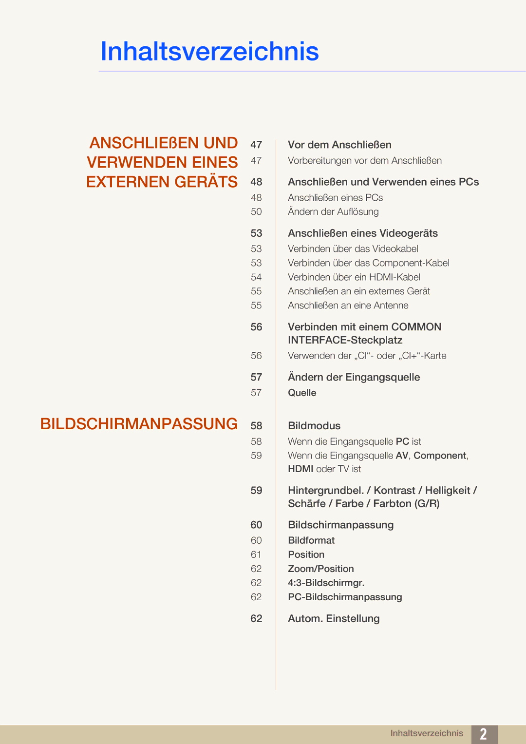 Samsung LH40HDBPLGD/EN, LH32HDBPLGD/EN manual Bildschirmanpassung 