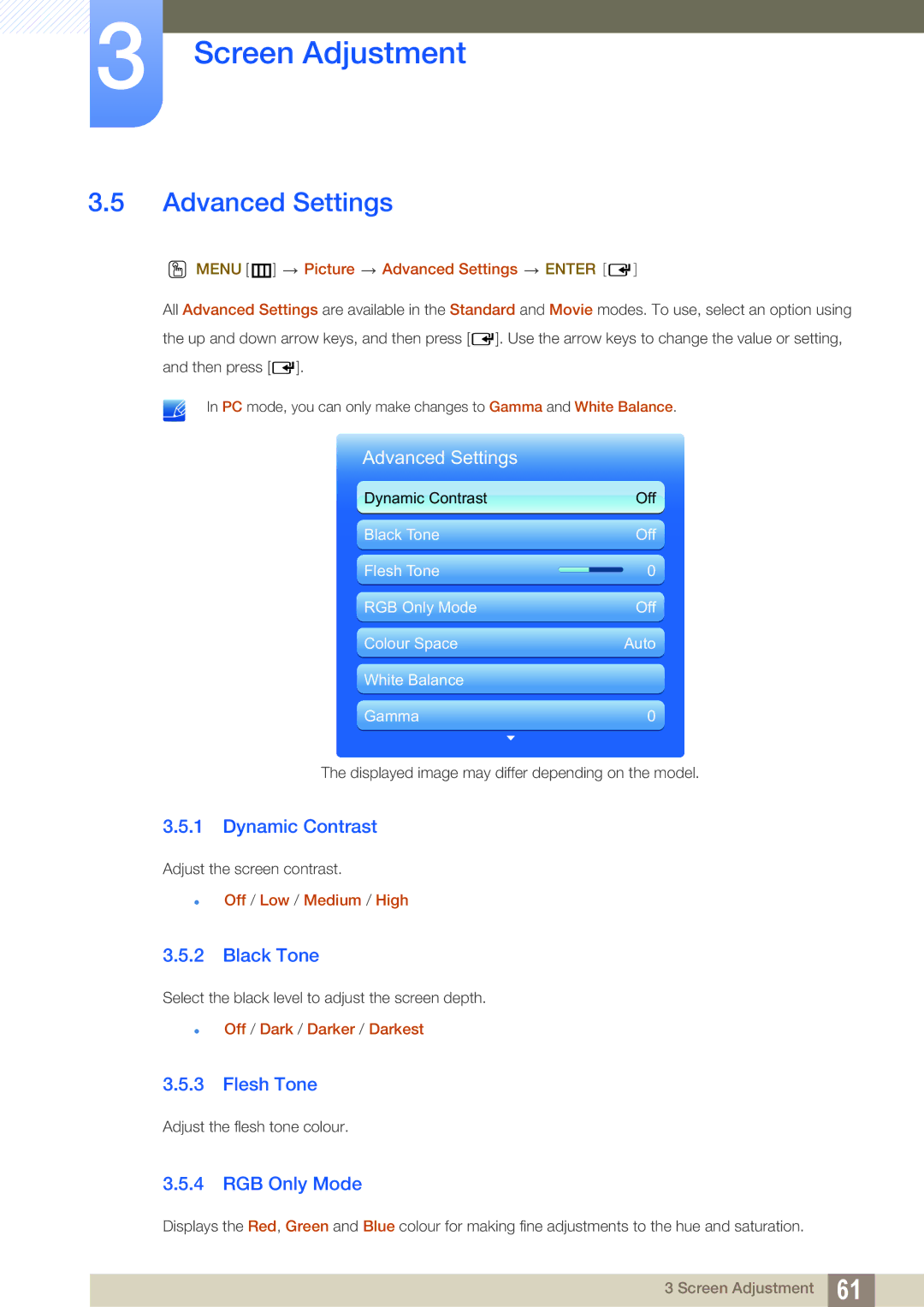 Samsung LH32HDBPLGD/EN, LH40HDBPLGD/EN manual Advanced Settings 