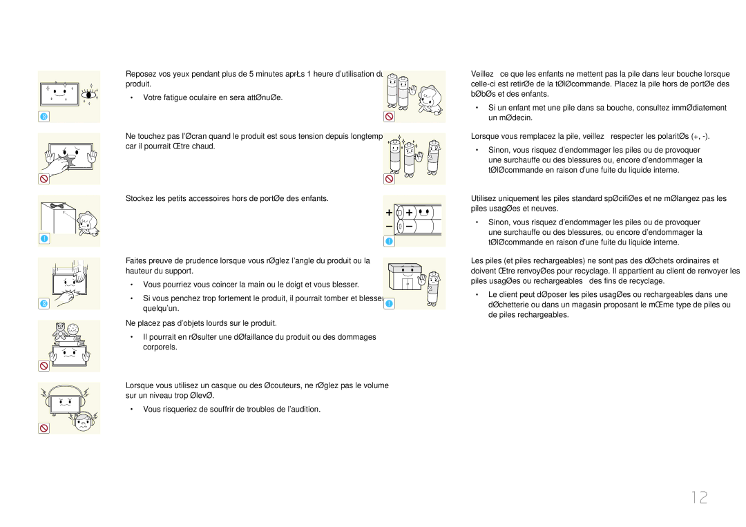 Samsung LH32LECPLBC/EN manual Quelquun, Ne placez pas dobjets lourds sur le produit, Corporels, Sur un niveau trop élevé 