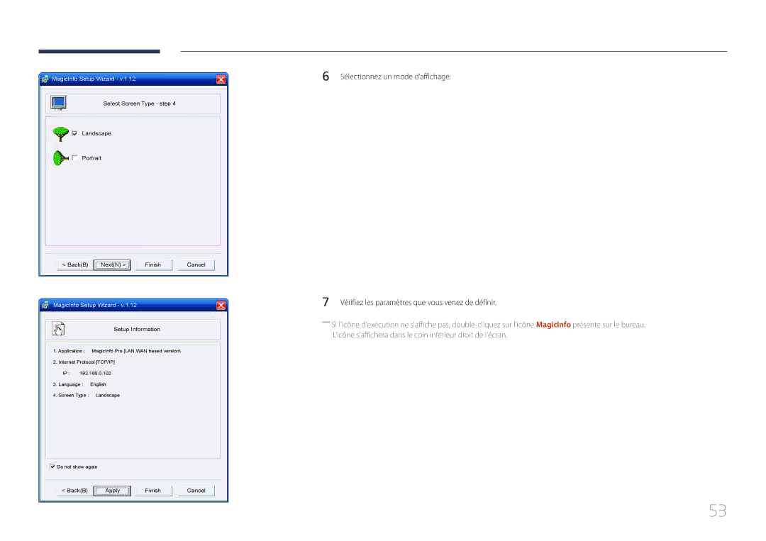 Samsung LH46LECPLBC/EN, LH32LECPLBC/EN, LH55LECPLBC/EN manual BackB Apply Finish Cancel 