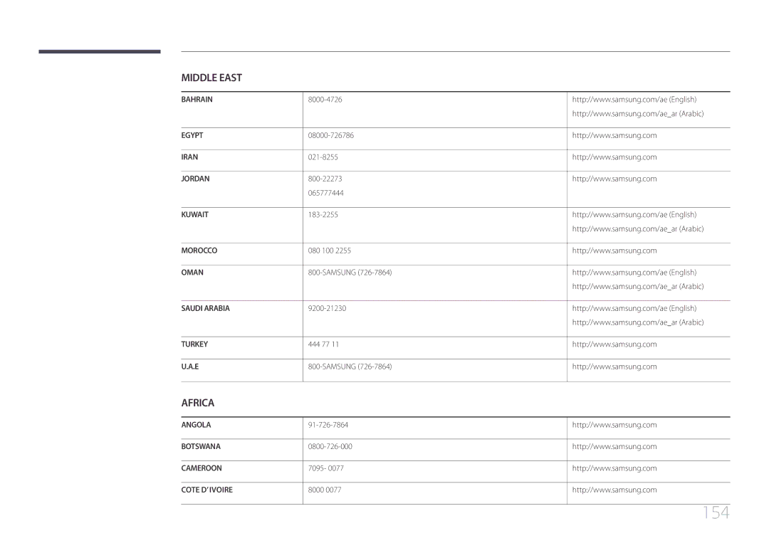 Samsung LH55LECPLBC/EN, LH32LECPLBC/EN, LH46LECPLBC/EN manual 154 