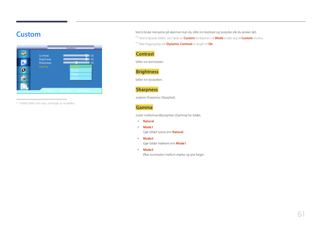 Samsung LH55LECPLBC/EN, LH32LECPLBC/EN, LH46LECPLBC/EN manual Custom, Contrast, Brightness, Sharpness, Gamma 