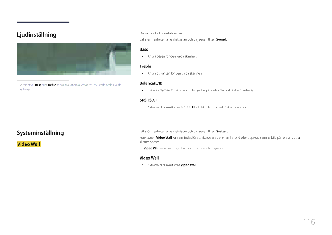 Samsung LH46LECPLBC/EN, LH32LECPLBC/EN, LH55LECPLBC/EN manual 116, Ljudinställning, Systeminställning 