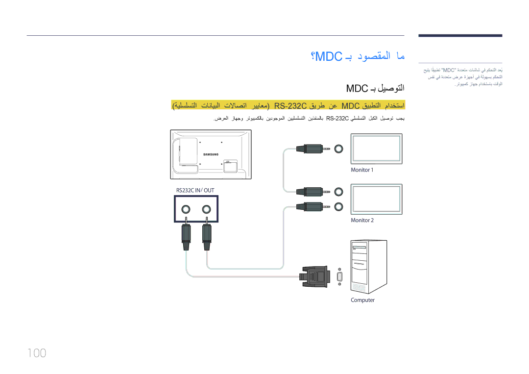 Samsung LH32LECPLBC/EN, LH55LECPLBC/NG, LH55LECPLBC/XY, LH46LECPLBC/NG manual ؟Mdc ـب دوصقملا ام, 100, Mdc ـب ليصوتلا 