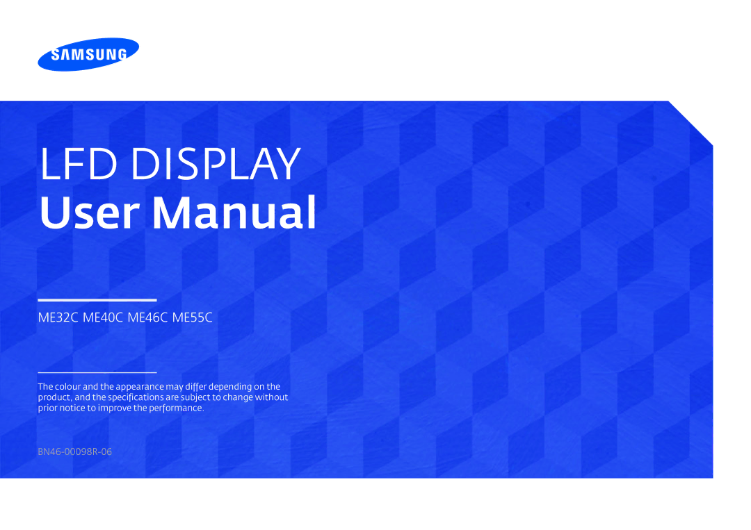 Samsung LH55MECPLGC/EN, LH32MECPLGC/EN, LH46MECPLGC/EN, LH40MECPLGC/EN, LH40MECPLGC/XJ, LH55MECPLGC/XJ manual LFD Display 