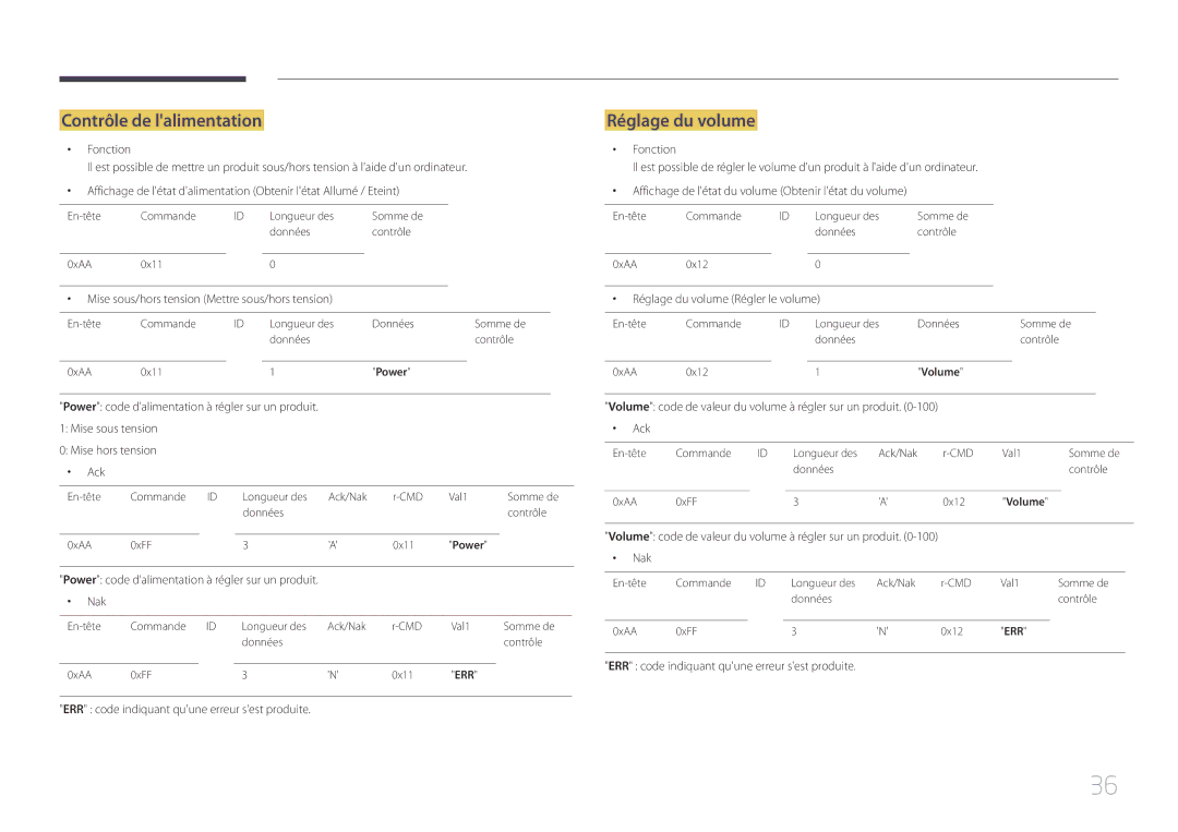 Samsung LH32MECPLGC/EN, LH55MECPLGC/EN, LH46MECPLGC/EN, LH40MECPLGC/EN manual Contrôle de lalimentation, Réglage du volume 