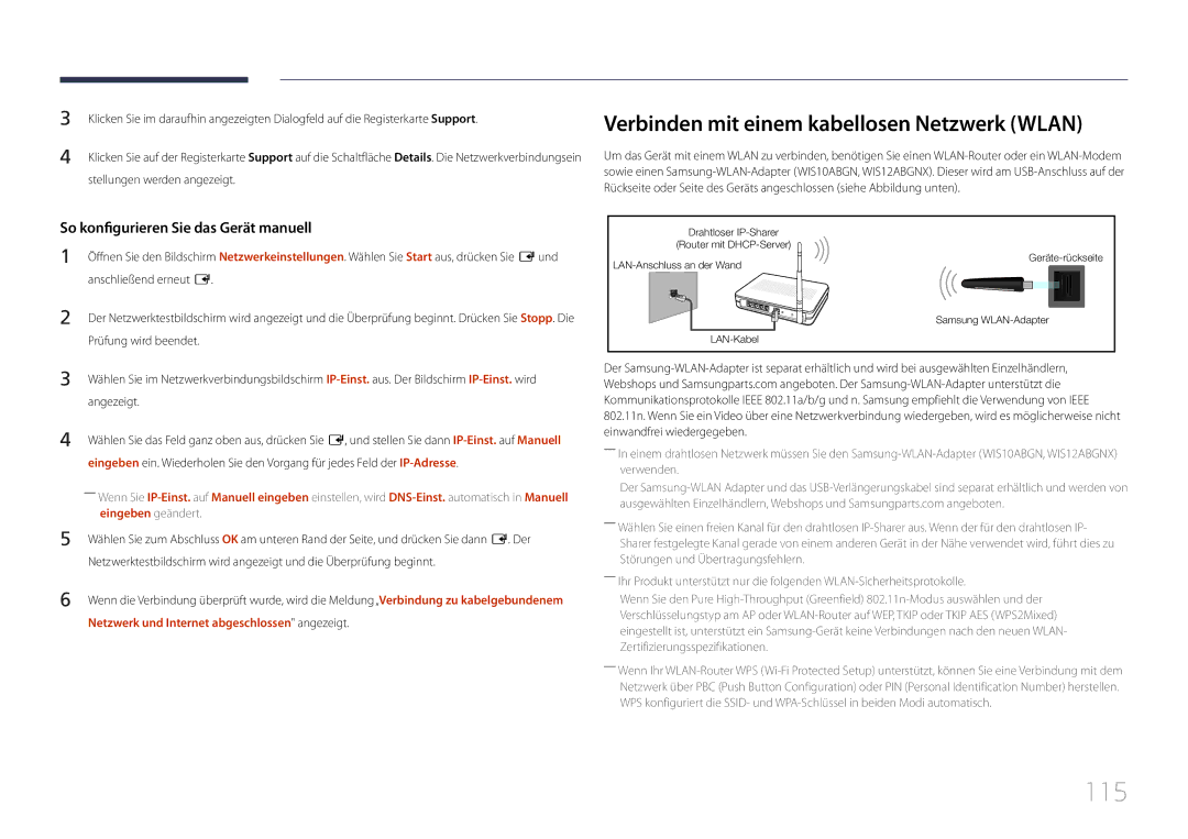 Samsung LH40MECPLGC/EN, LH32MECPLGC/EN, LH55MECPLGC/EN 115, Verbinden mit einem kabellosen Netzwerk Wlan, Eingeben geändert 