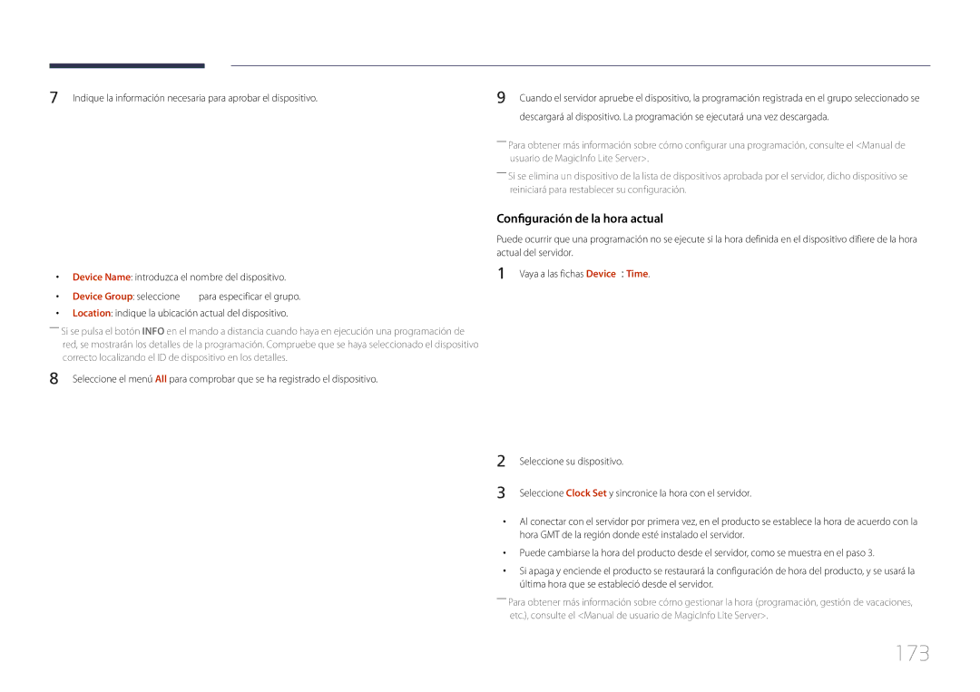 Samsung LH55MECPLGC/EN, LH32MECPLGC/EN manual 173, Device Name introduzca el nombre del dispositivo, Device Group seleccione 