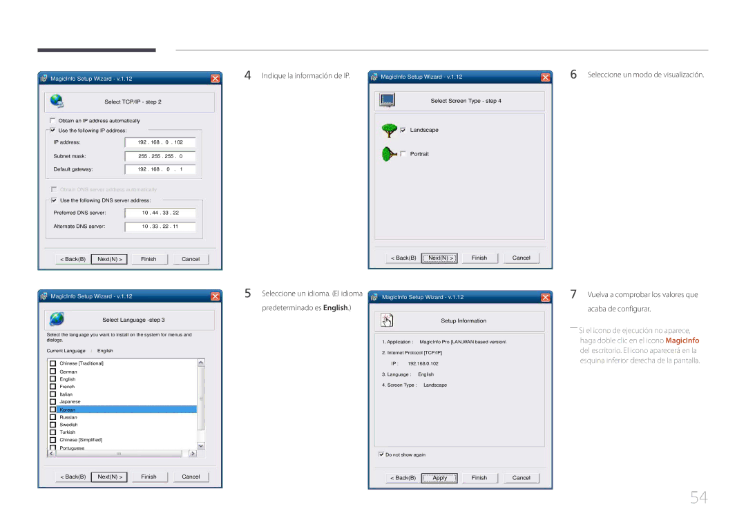 Samsung LH46MECPLGC/EN, LH32MECPLGC/EN, LH55MECPLGC/EN Indique la información de IP, Seleccione un modo de visualización 