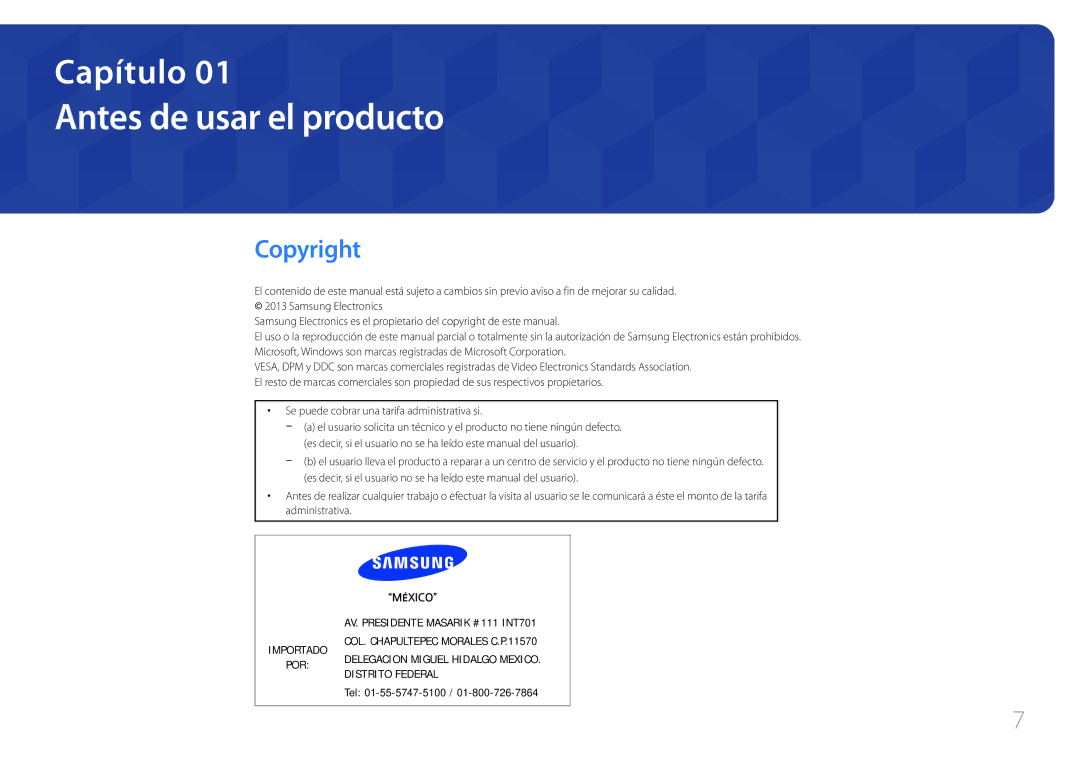 Samsung LH40MECPLGC/EN, LH32MECPLGC/EN Antes de usar el producto, Copyright, Se puede cobrar una tarifa administrativa si 