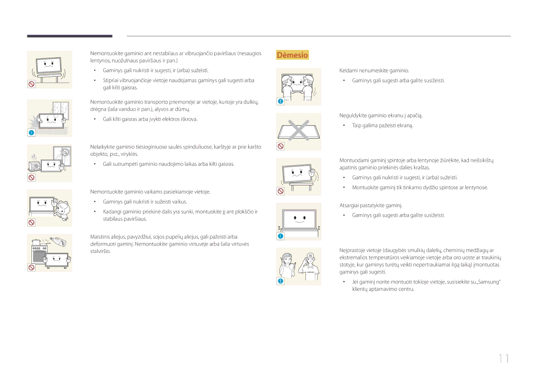 Samsung LH40MECPLGC/EN, LH32MECPLGC/EN, LH55MECPLGC/EN, LH46MECPLGC/EN manual Stalviršio 