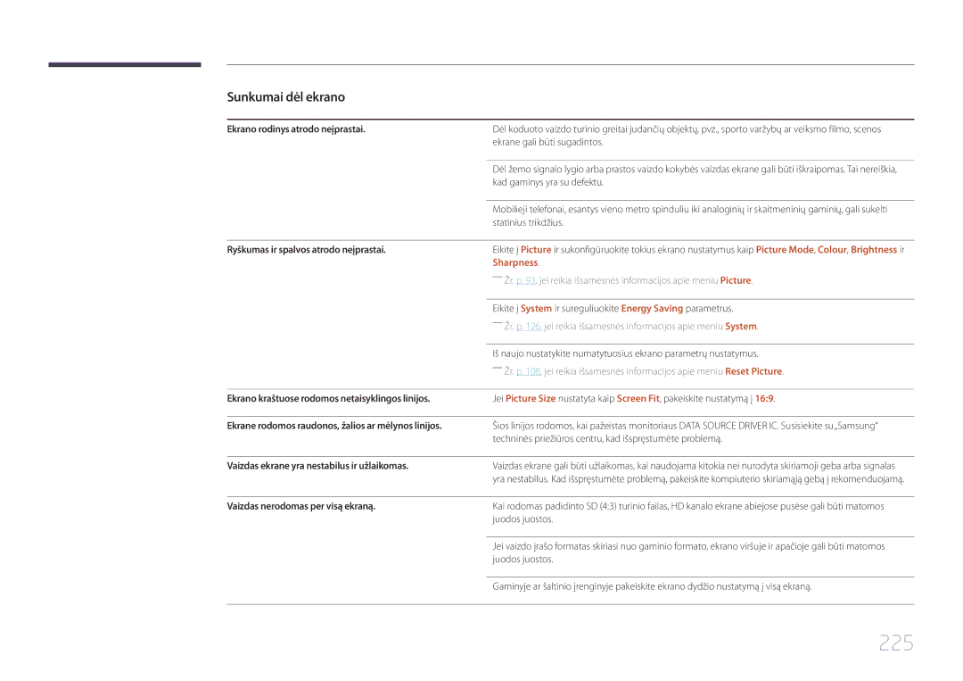 Samsung LH55MECPLGC/EN, LH32MECPLGC/EN, LH46MECPLGC/EN, LH40MECPLGC/EN manual 225, Sharpness 