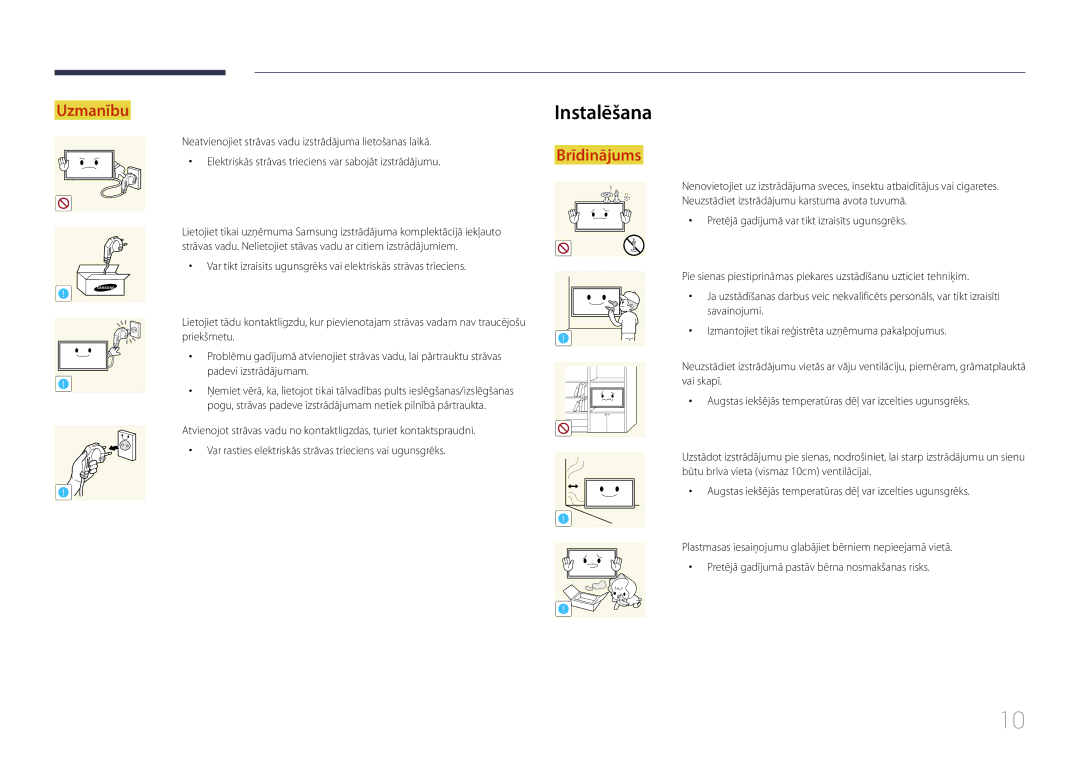 Samsung LH46MECPLGC/EN, LH32MECPLGC/EN, LH55MECPLGC/EN, LH40MECPLGC/EN manual Instalēšana 