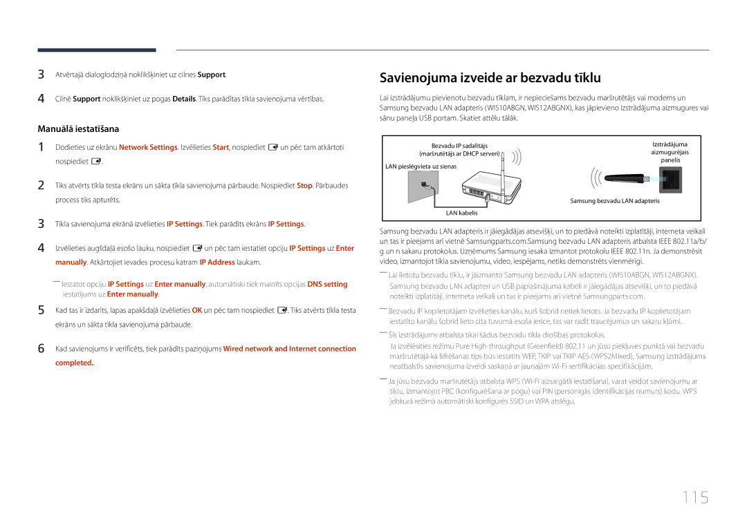 Samsung LH40MECPLGC/EN, LH32MECPLGC/EN, LH55MECPLGC/EN, LH46MECPLGC/EN 115, Savienojuma izveide ar bezvadu tīklu, Completed 