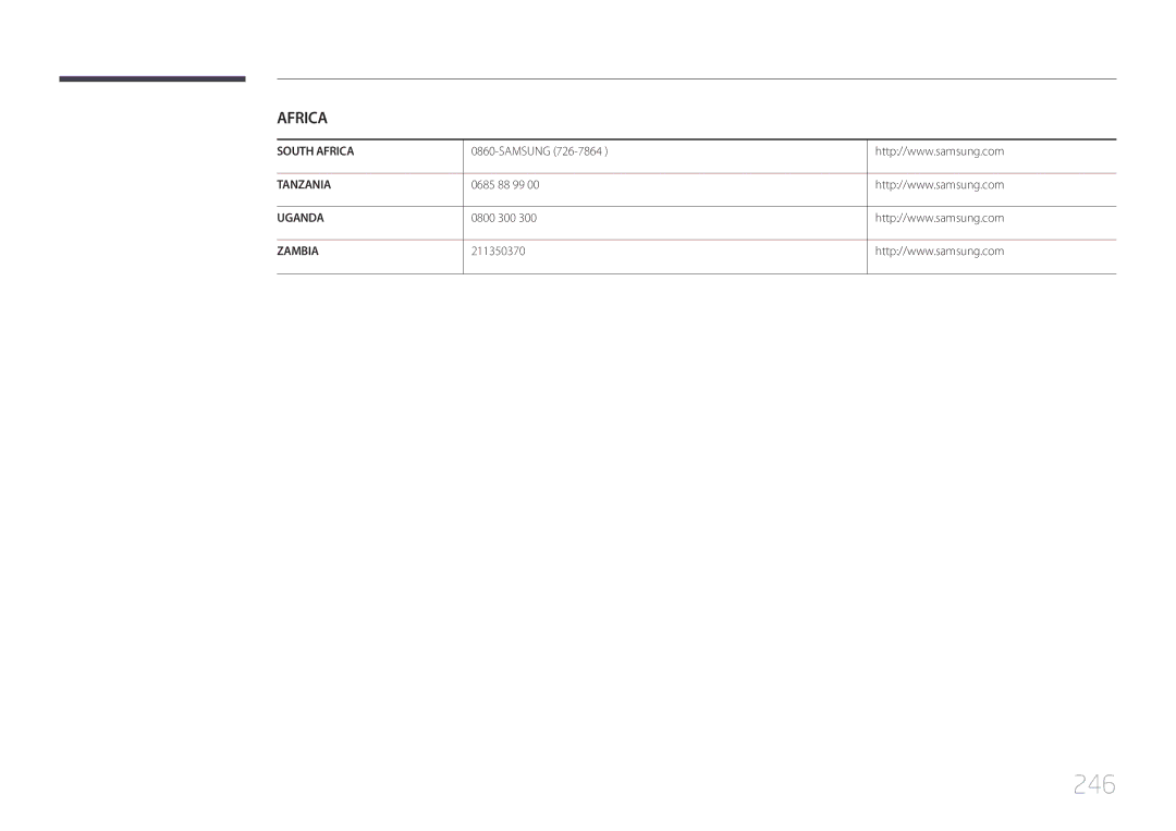 Samsung LH46MECPLGC/EN, LH32MECPLGC/EN, LH55MECPLGC/EN, LH40MECPLGC/EN manual 246, 0685 88 99, 0800 300, 211350370 