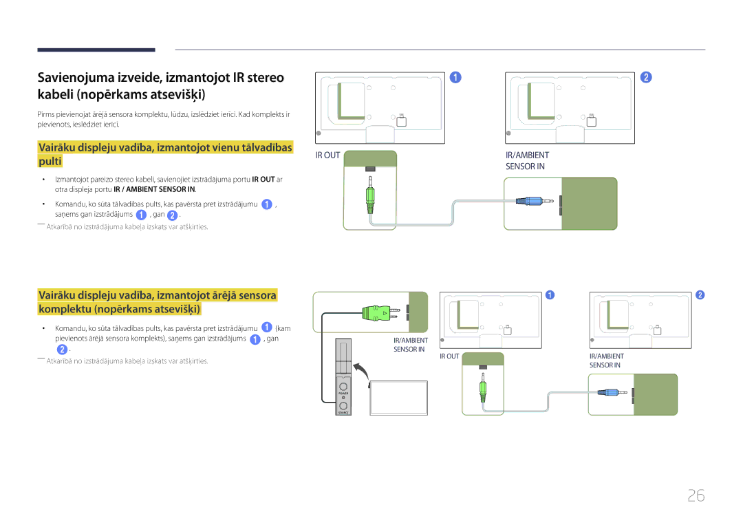 Samsung LH46MECPLGC/EN, LH32MECPLGC/EN, LH55MECPLGC/EN manual Vairāku displeju vadība, izmantojot vienu tālvadības pulti 