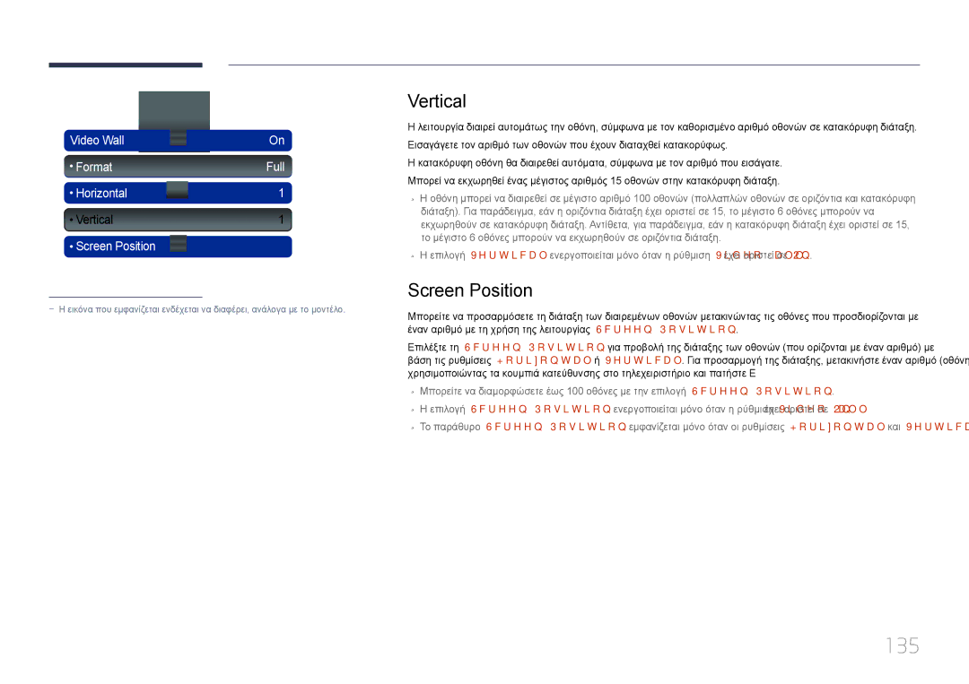 Samsung LH40MECPLGC/EN, LH32MECPLGC/EN, LH55MECPLGC/EN, LH46MECPLGC/EN manual 135, Vertical, Screen Position 