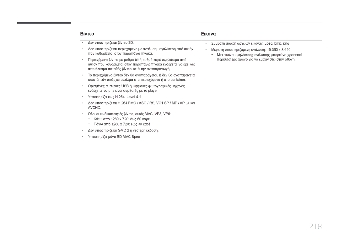 Samsung LH46MECPLGC/EN, LH32MECPLGC/EN, LH55MECPLGC/EN, LH40MECPLGC/EN manual 218, Βίντεο 