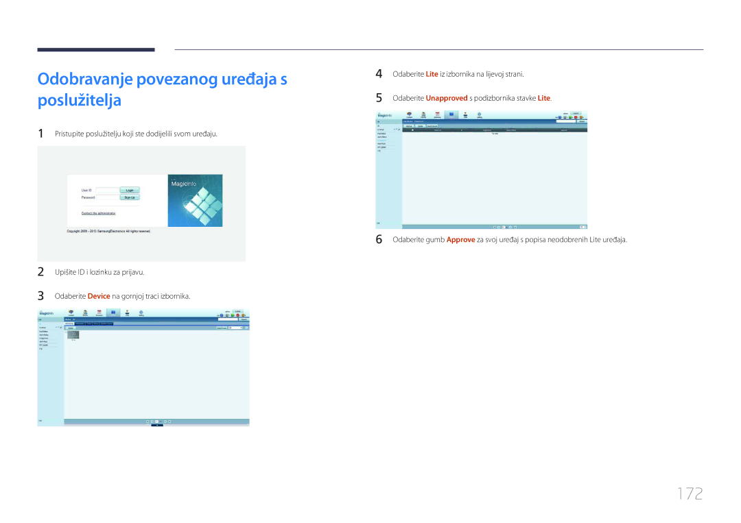 Samsung LH32MECPLGC/EN, LH55MECPLGC/EN, LH46MECPLGC/EN, LH40MECPLGC/EN Odobravanje povezanog uređaja s poslužitelja, 172 