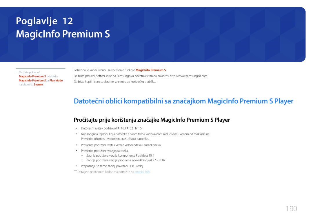 Samsung LH46MECPLGC/EN, LH32MECPLGC/EN, LH55MECPLGC/EN, LH40MECPLGC/EN manual MagicInfo Premium S, 190 