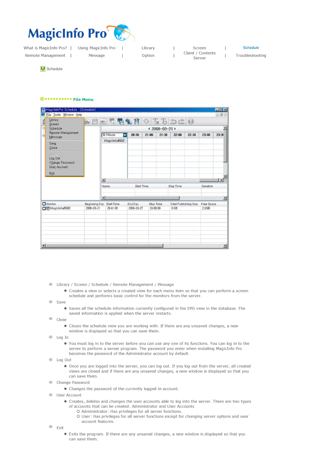 Samsung LH32MGPLBC/XY, LH32MGPPBC/EN, LH32MGPLBC/XJ, LH32MGTPBC/XJ, LH32MGTLBC/XJ, LH32MGTLBC/EN, LH32MGPLBC/EN manual Schedule 