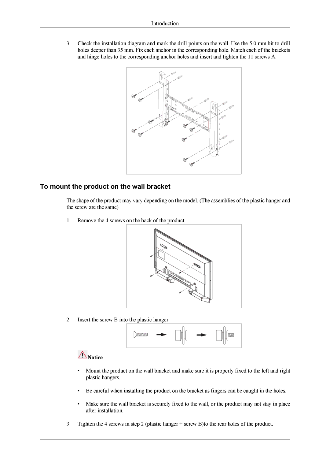 Samsung LH32MGPLBC/XV, LH32MGPPBC/EN, LH32MGPLBC/XJ, LH32MGTPBC/XJ, LH32MGTLBC/XJ To mount the product on the wall bracket 