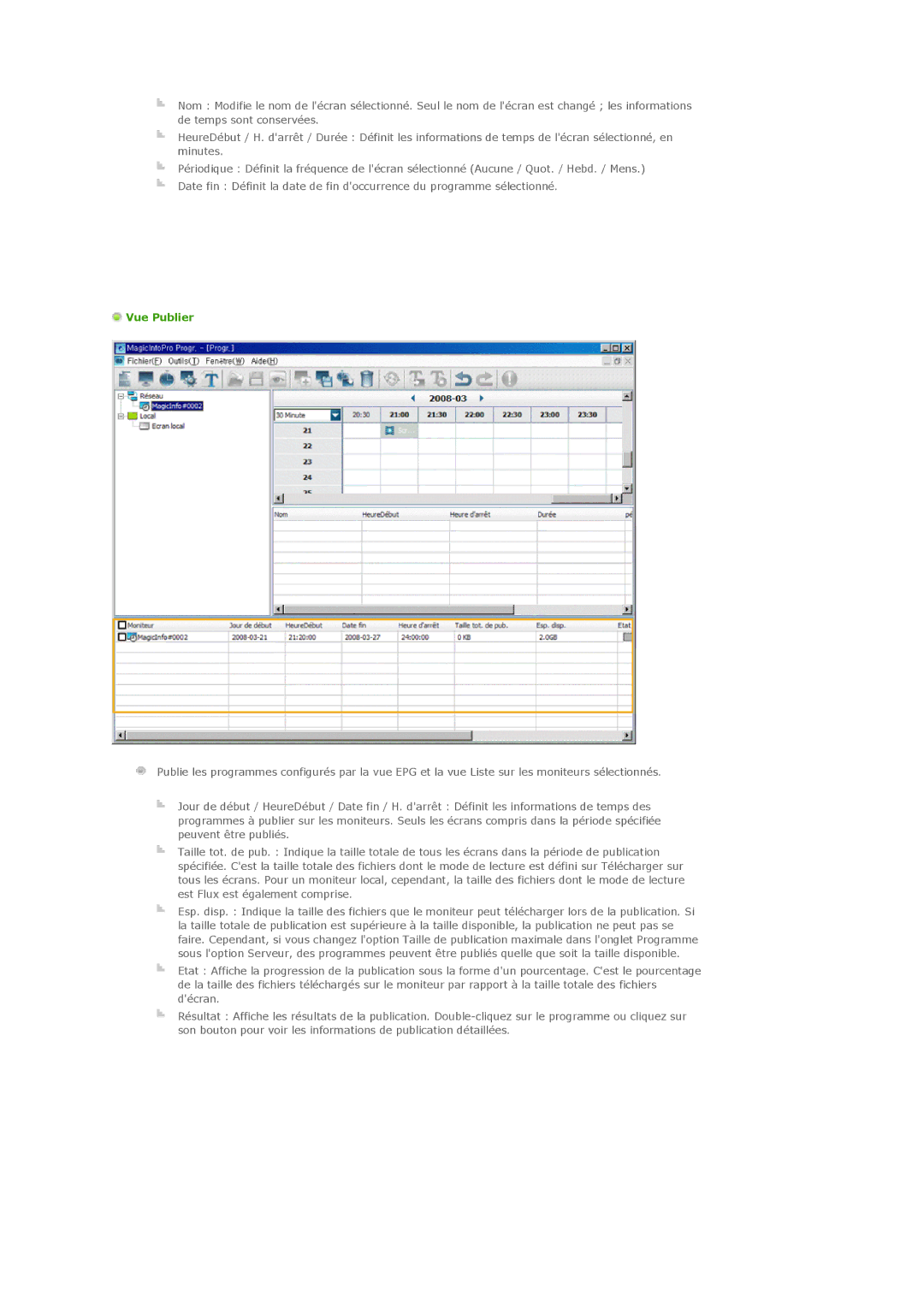 Samsung LH32MGTLBC/EN, LH32MGPPBC/EN, LH32MGPLBC/EN manual Vue Publier 