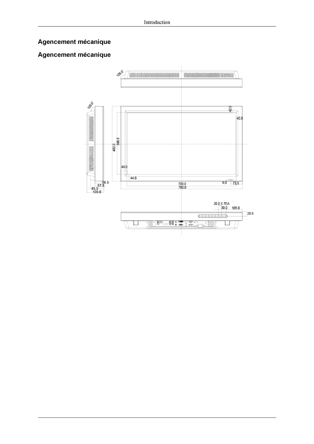 Samsung LH32MGPPBC/EN, LH32MGTLBC/EN, LH32MGPLBC/EN manual Agencement mécanique 