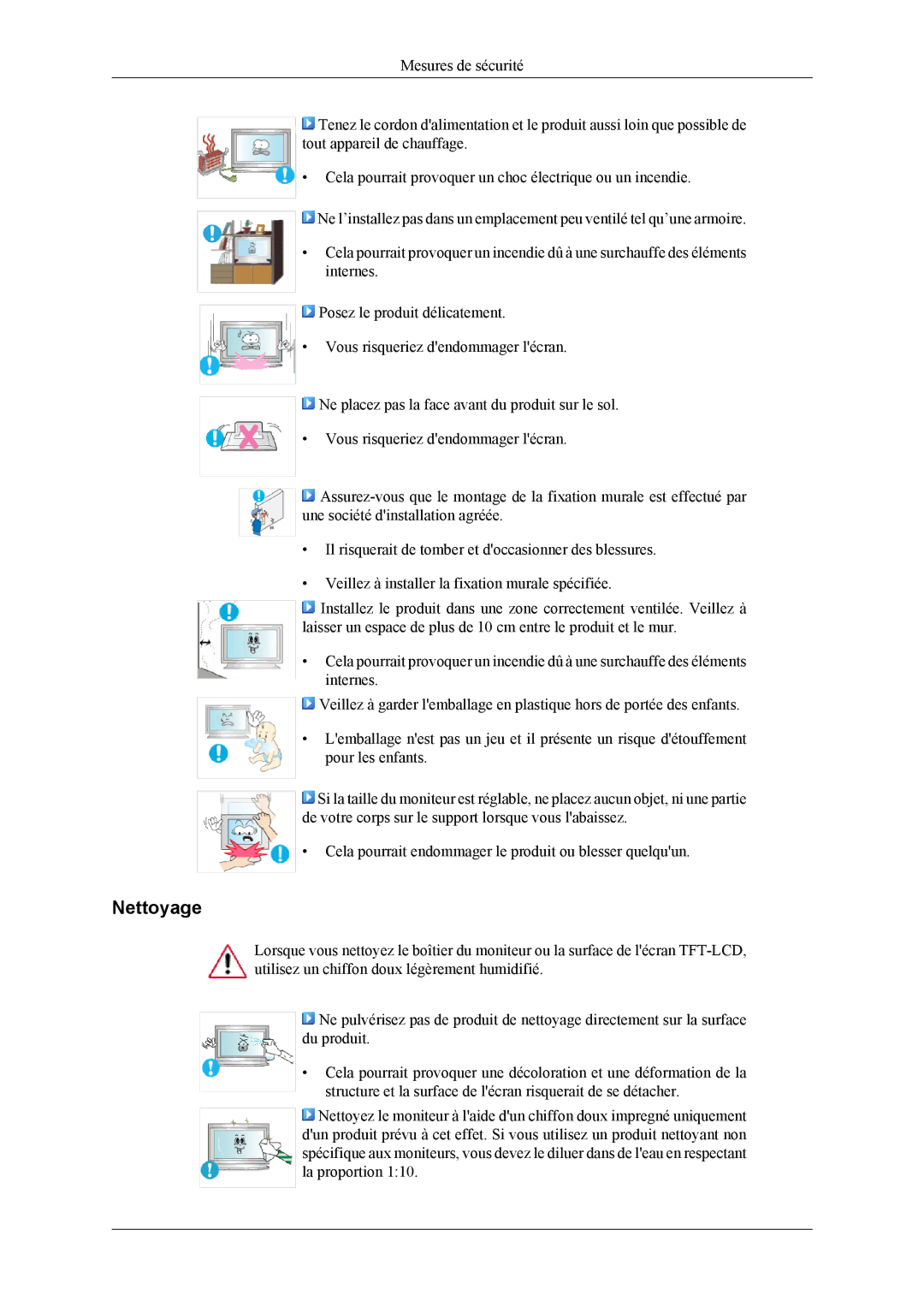 Samsung LH32MGTLBC/EN, LH32MGPPBC/EN, LH32MGPLBC/EN manual Nettoyage 