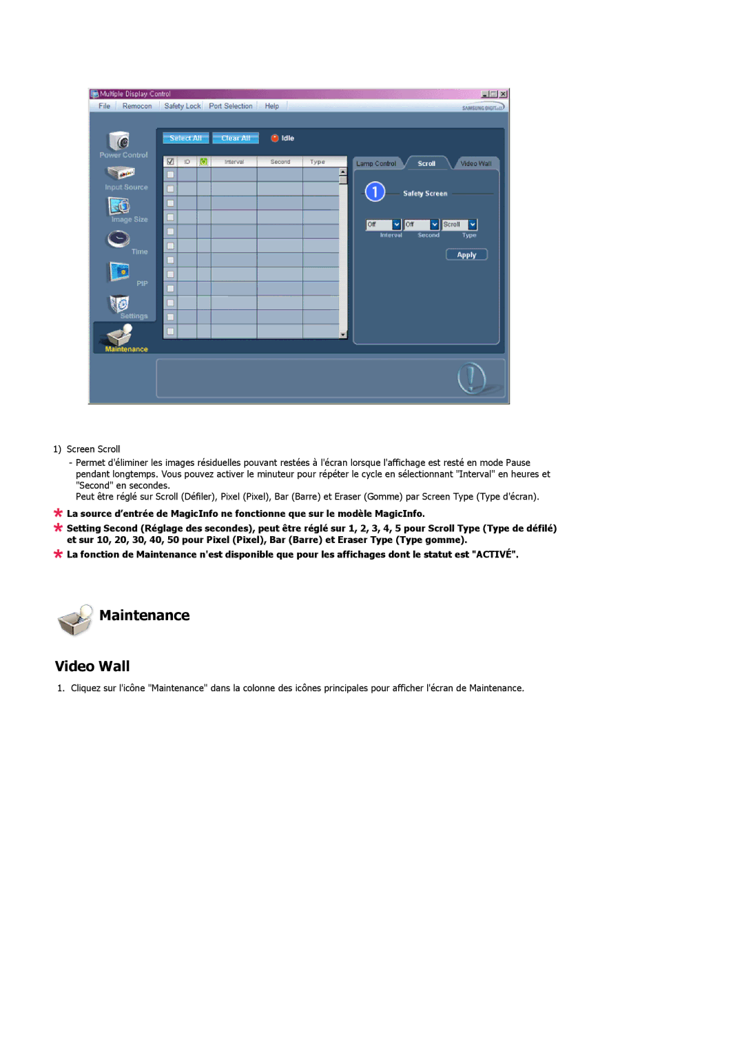 Samsung LH32MGPLBC/EN, LH32MGPPBC/EN, LH32MGTLBC/EN manual Maintenance Video Wall 