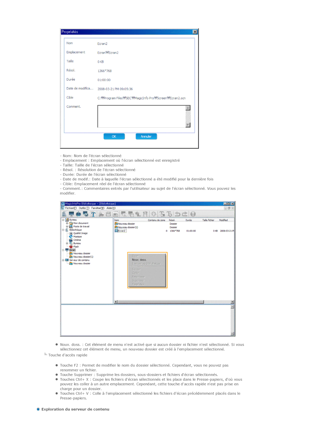 Samsung LH32MGPLBC/EN, LH32MGPPBC/EN, LH32MGTLBC/EN manual Exploration du serveur de contenu 