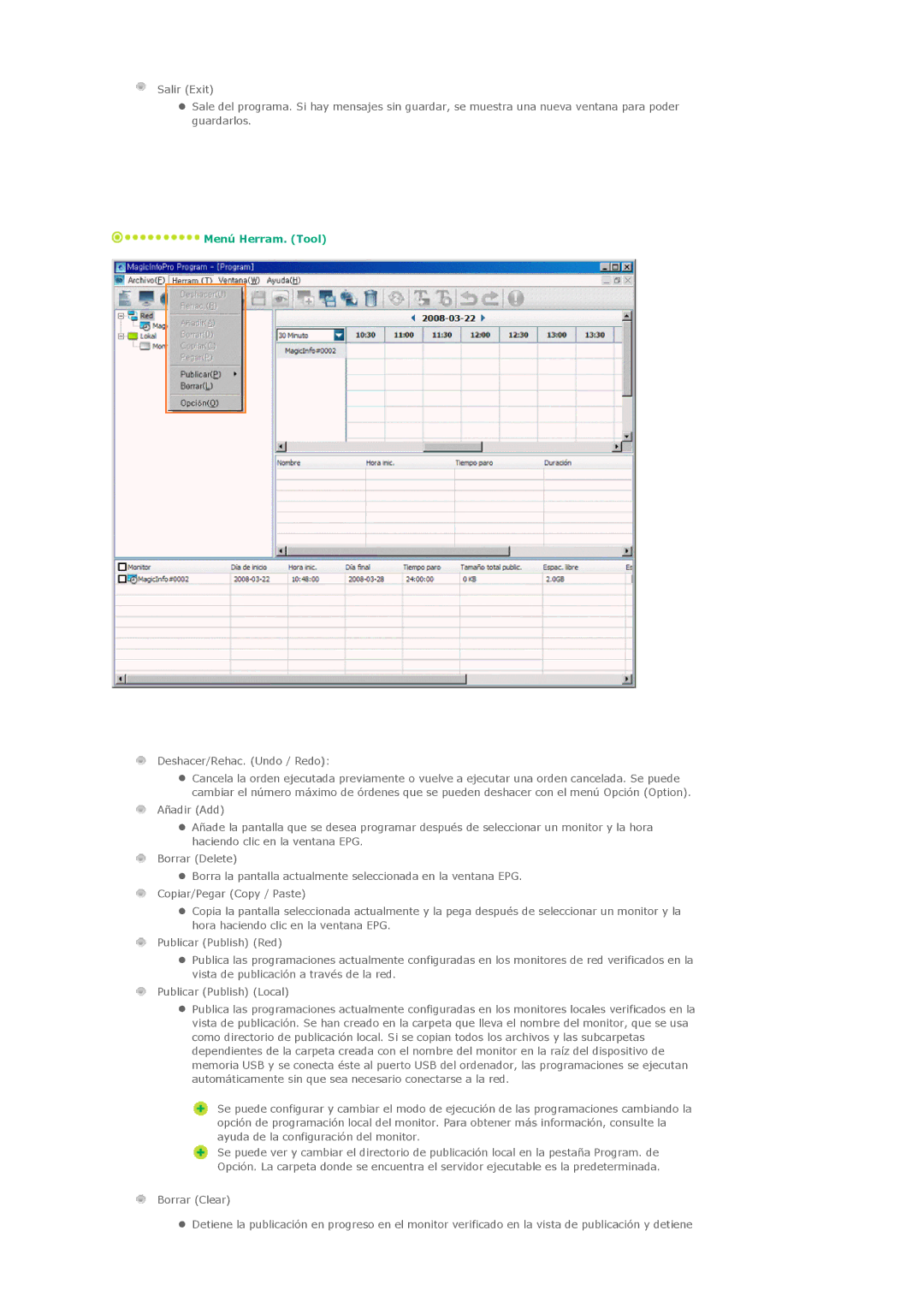 Samsung LH32MGTABU/EN, LH32MGTLBC/EN, LH32MGPLBC/EN, LH32MGPLSC/EN manual Menú Herram. Tool 