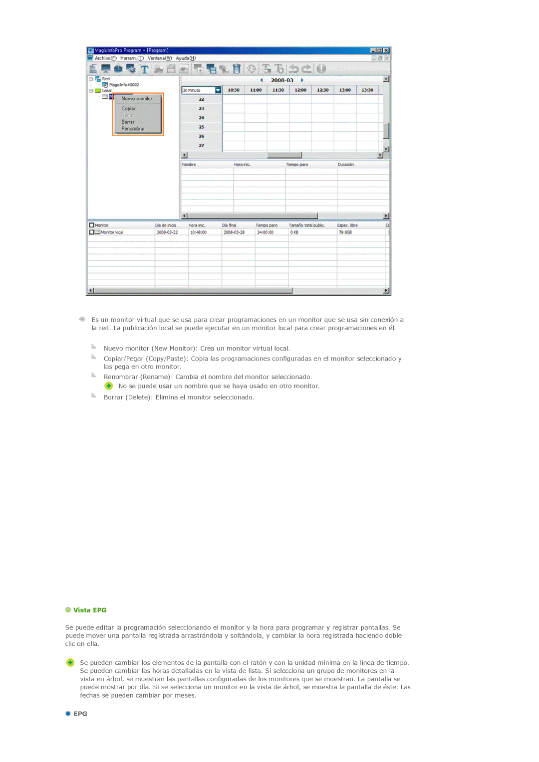 Samsung LH32MGPLSC/EN, LH32MGTLBC/EN, LH32MGPLBC/EN, LH32MGTABU/EN manual Vista EPG, Epg 