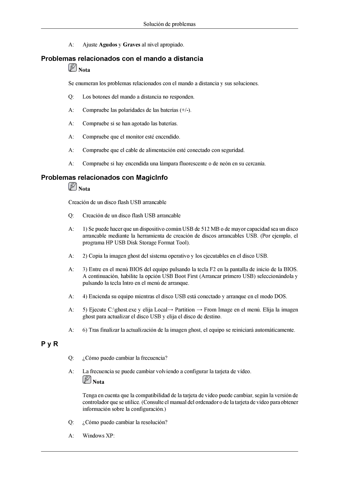 Samsung LH32MGTLBC/EN, LH32MGPLBC/EN Problemas relacionados con el mando a distancia, Problemas relacionados con MagicInfo 