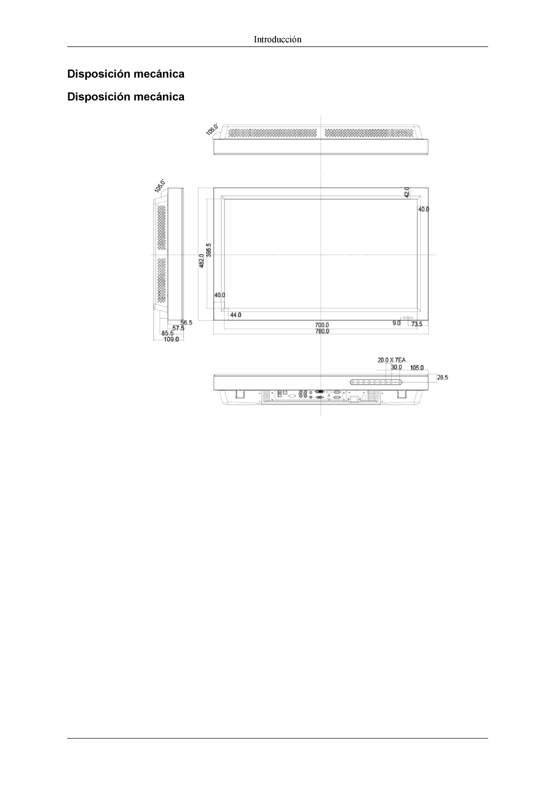 Samsung LH32MGTABU/EN, LH32MGTLBC/EN, LH32MGPLBC/EN, LH32MGPLSC/EN manual Disposición mecánica 