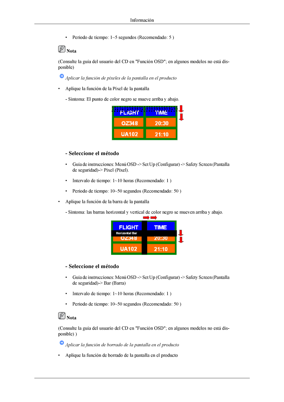 Samsung LH32MGPLSC/EN, LH32MGTLBC/EN, LH32MGPLBC/EN manual Aplicar la función de píxeles de la pantalla en el producto 