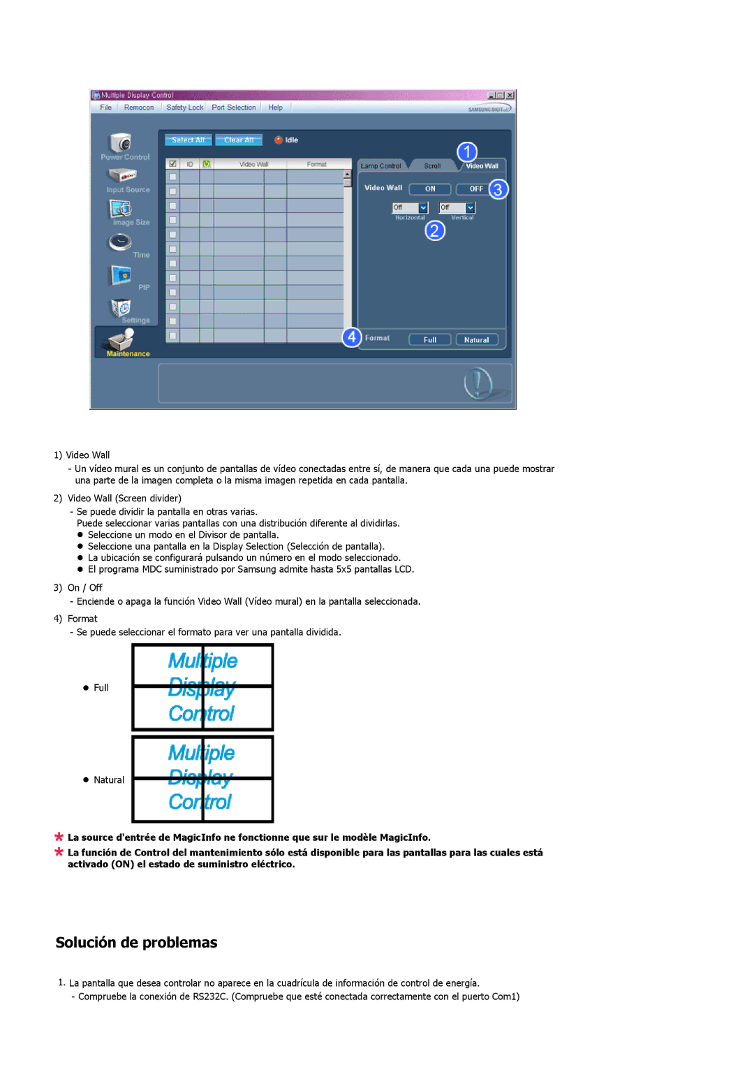 Samsung LH32MGTLBC/EN, LH32MGPLBC/EN, LH32MGPLSC/EN, LH32MGTABU/EN manual Solución de problemas 