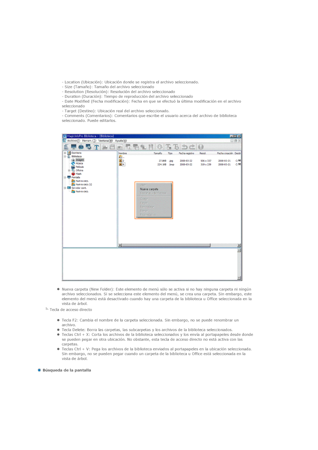 Samsung LH32MGPLSC/EN, LH32MGTLBC/EN, LH32MGPLBC/EN, LH32MGTABU/EN manual Búsqueda de la pantalla 